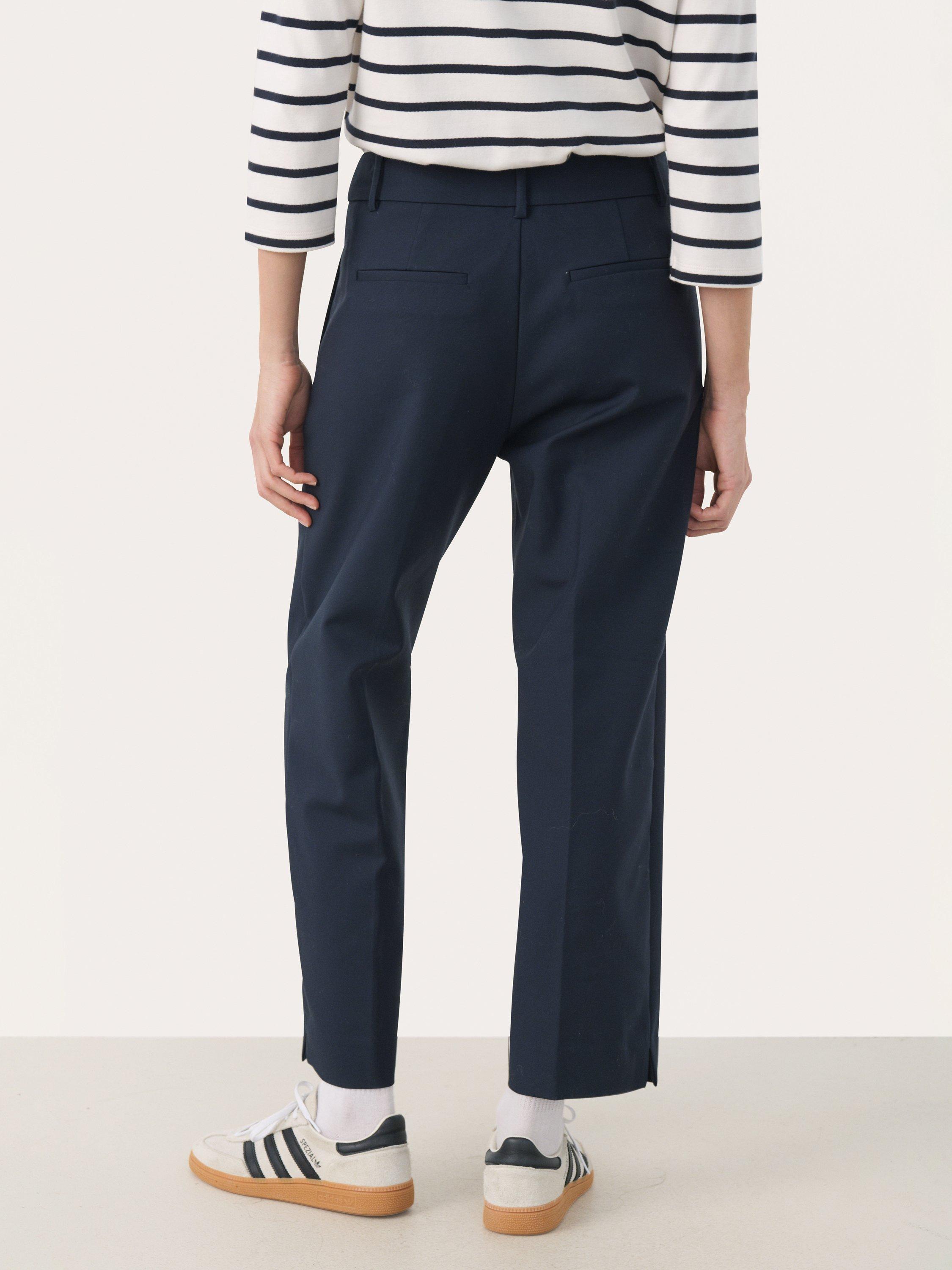 Product image 2 of 6, which shows Part Two NeyanaPW Mid Rise Cotton Blend Tailored Trousers, Dark Navy, 8