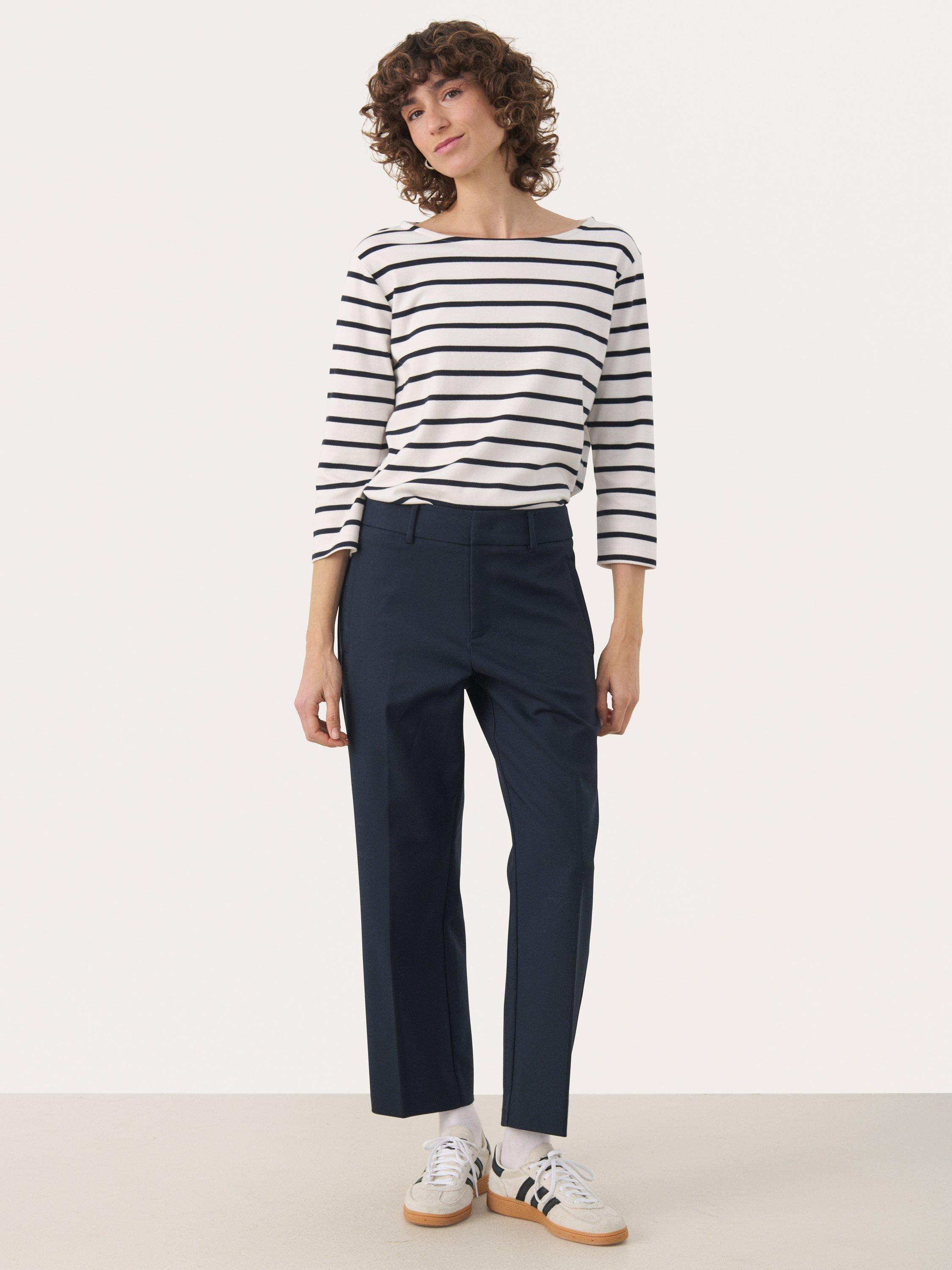 Product image 3 of 6, which shows Part Two NeyanaPW Mid Rise Cotton Blend Tailored Trousers, Dark Navy, 8