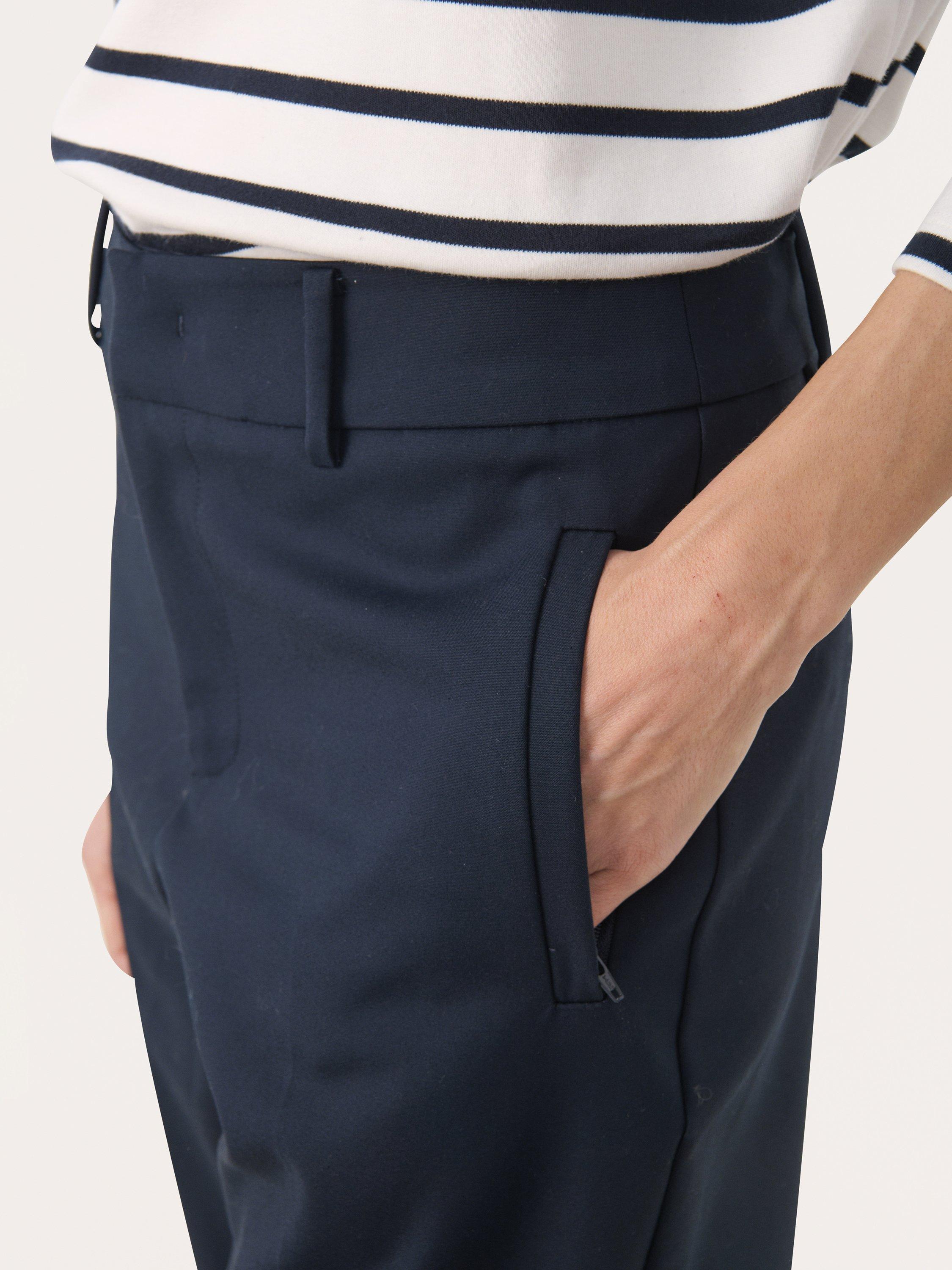 Product image 4 of 6, which shows Part Two NeyanaPW Mid Rise Cotton Blend Tailored Trousers, Dark Navy, 8