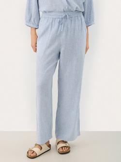 Part Two RosaleePW Striped Linen Blend Culottes Trousers, Blue/Multi