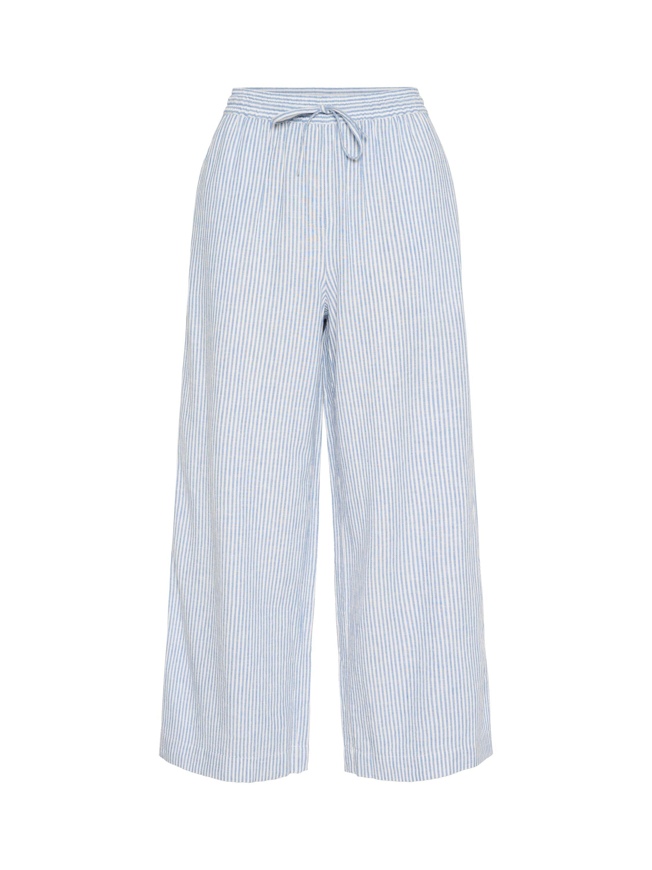 Product image 5 of 6, which shows Part Two RosaleePW Striped Linen Blend Culottes Trousers, Blue/Multi, 8