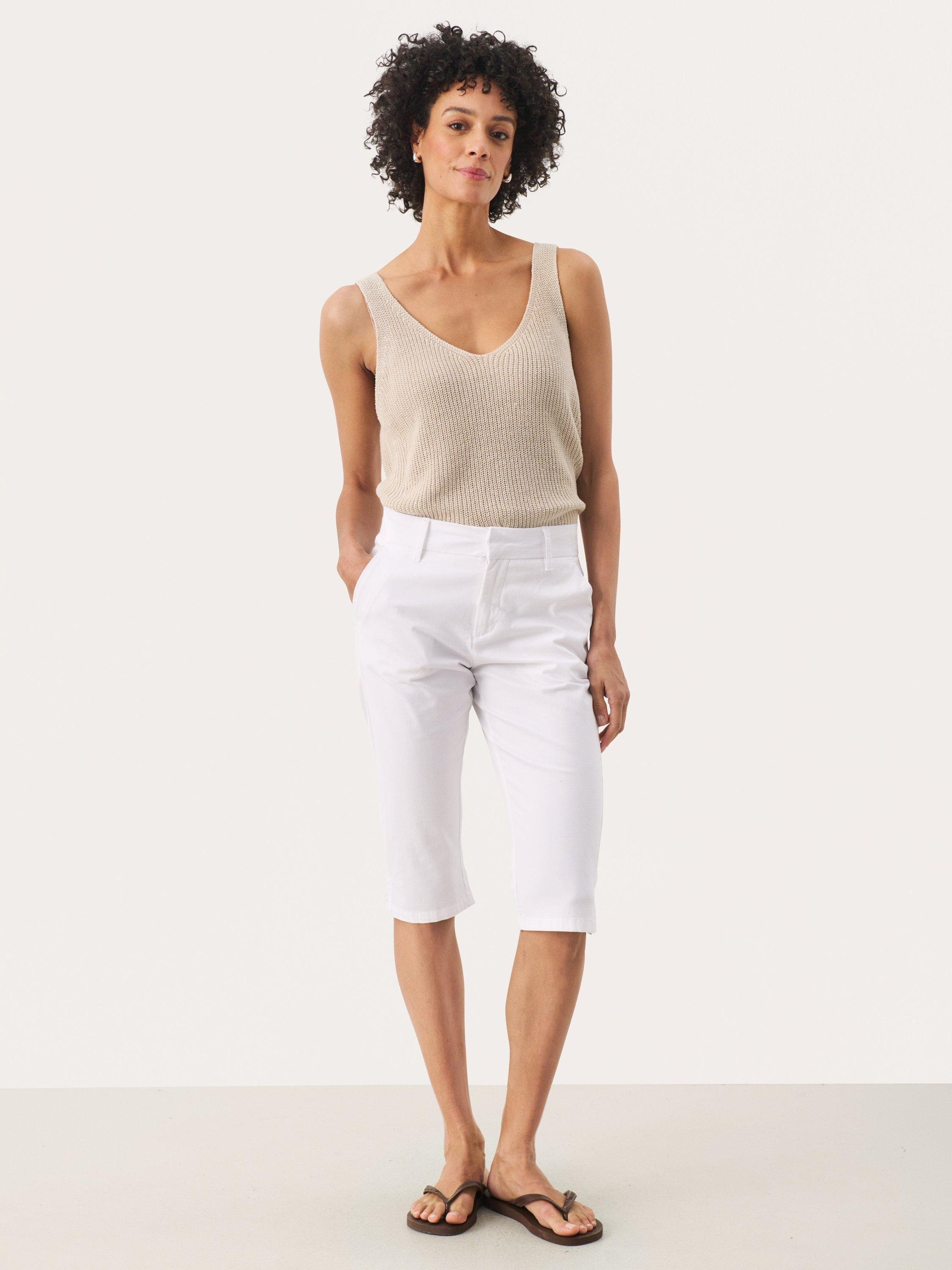 Product image 3 of 6, which shows Part Two RenataPW Cotton Stretch Chino Shorts, White, 8