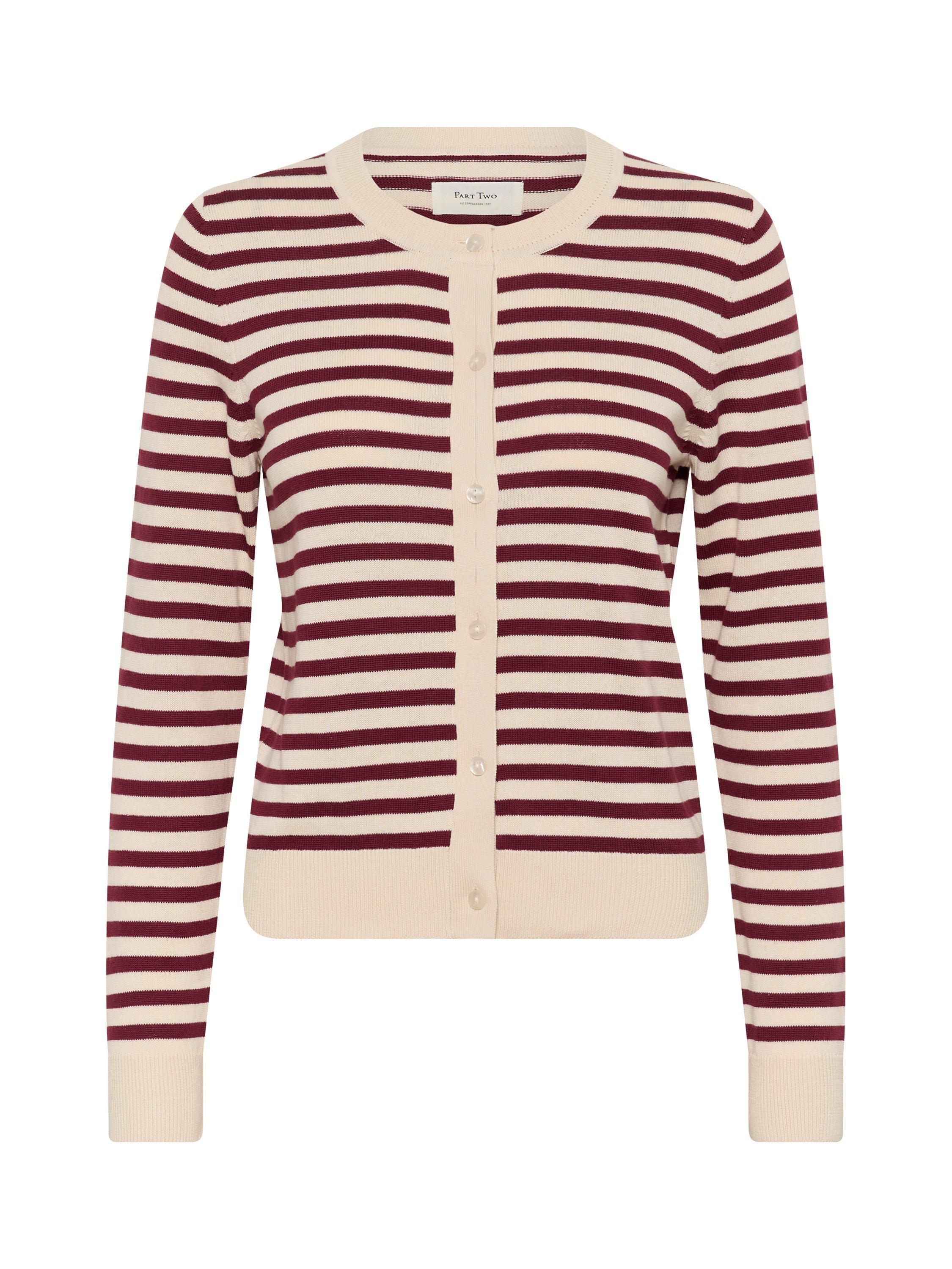 Product image 5 of 6, which shows Part Two Tanisha Long Sleeve Cotton Cardigan, Red/Multi, XS