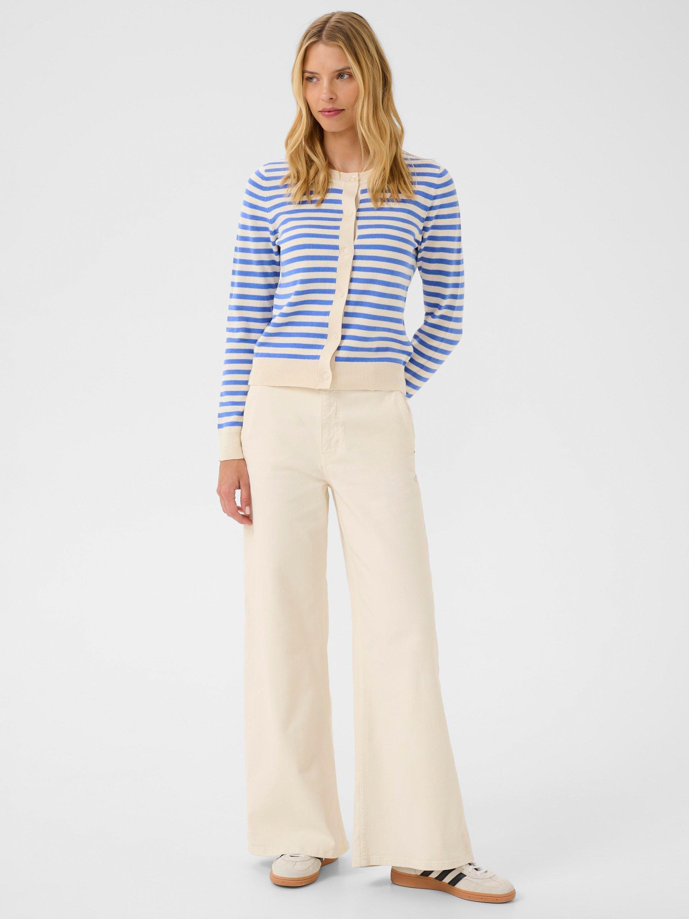 Product image 3 of 6, which shows Part Two Tanisha Long Sleeve Cotton Cardigan, Blue/Multi, XS