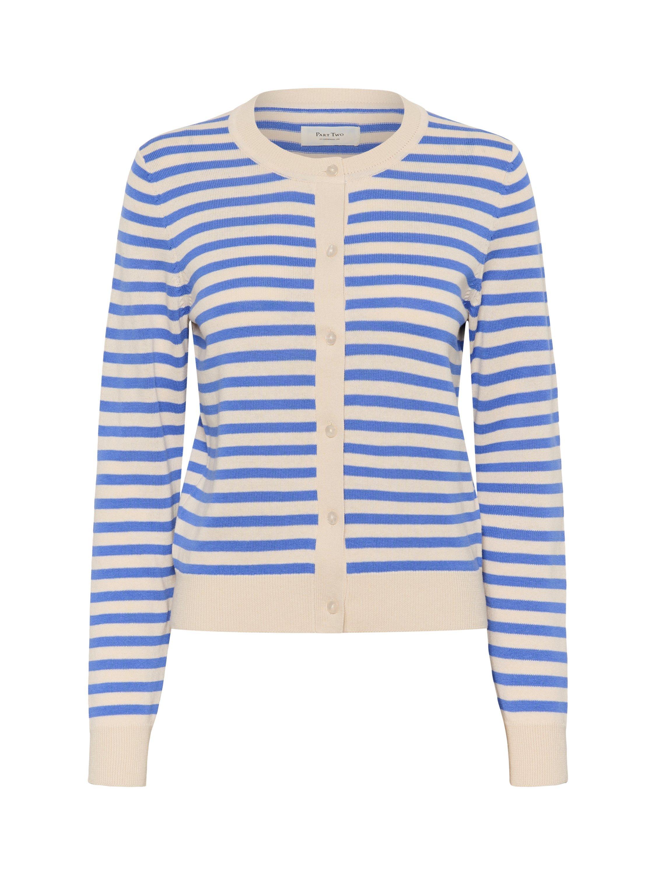 Product image 5 of 6, which shows Part Two Tanisha Long Sleeve Cotton Cardigan, Blue/Multi, XS