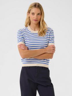 Part Two Gertiana Stripe Short Sleeve Jumper, Blue/Multi, Blue/Multi