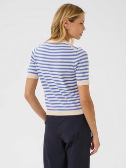 Part Two Gertiana Stripe Short Sleeve Jumper, Blue/Multi - view 2, Blue/Multi