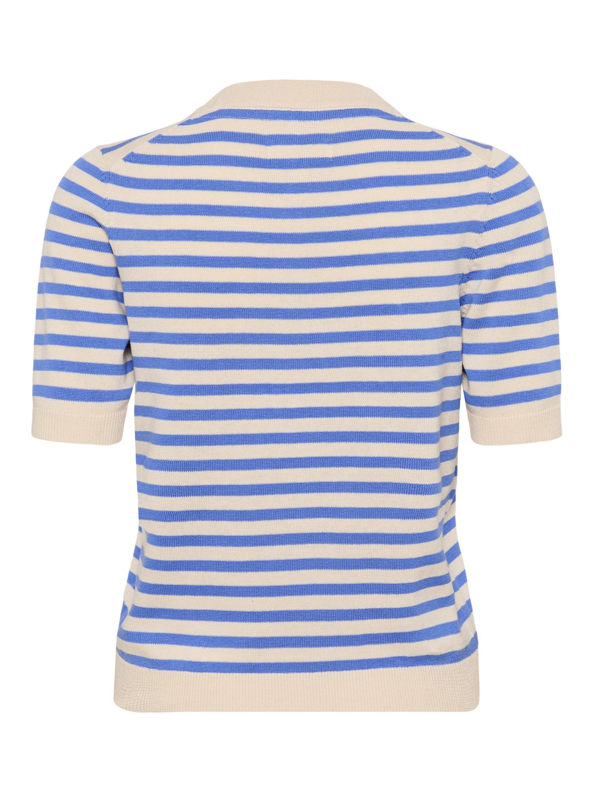 Product image 6 of 6, which shows Part Two Gertiana Stripe Short Sleeve Jumper, Blue/Multi, XS