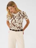 Part Two Gertiana Abstract Short Sleeve Jumper, Brown/Multi