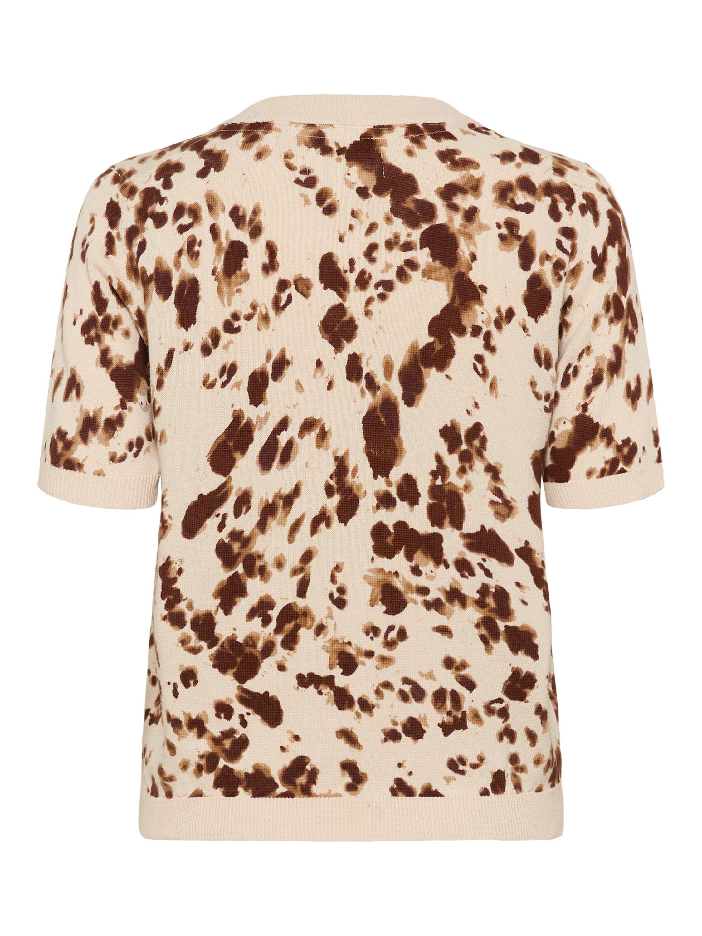 Product image 6 of 6, which shows Part Two Gertiana Abstract Short Sleeve Jumper, Brown/Multi, XS