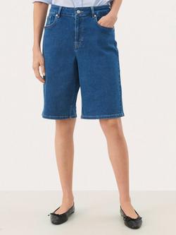 Part Two Rafaella Cotton Denim Knee Length Shorts, Mid Blue