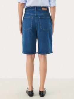 Part Two Rafaella Cotton Denim Knee Length Shorts - view 2, Mid Blue