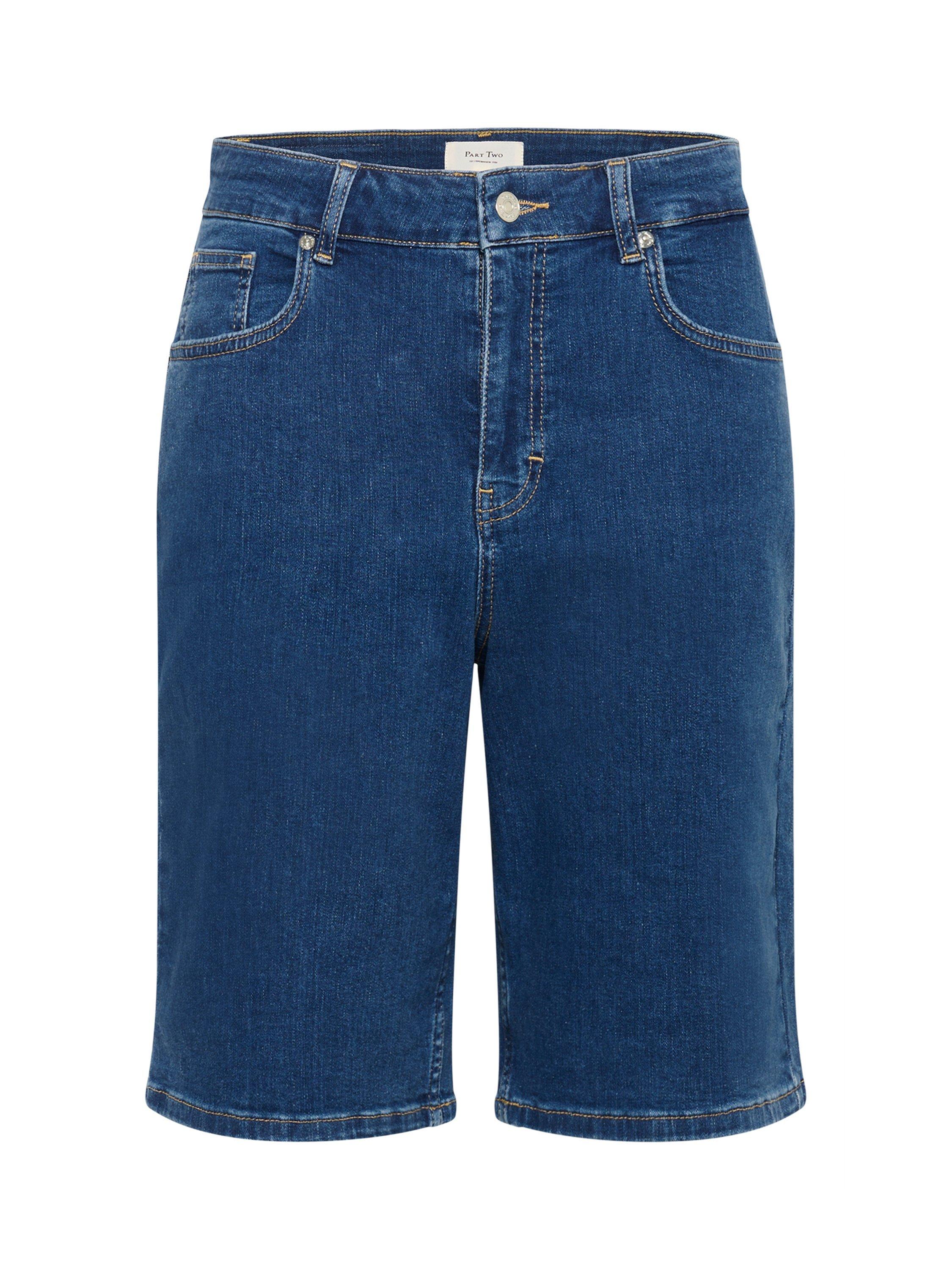 Product image 4 of 5, which shows Part Two Rafaella Cotton Denim Knee Length Shorts, Mid Blue, 8