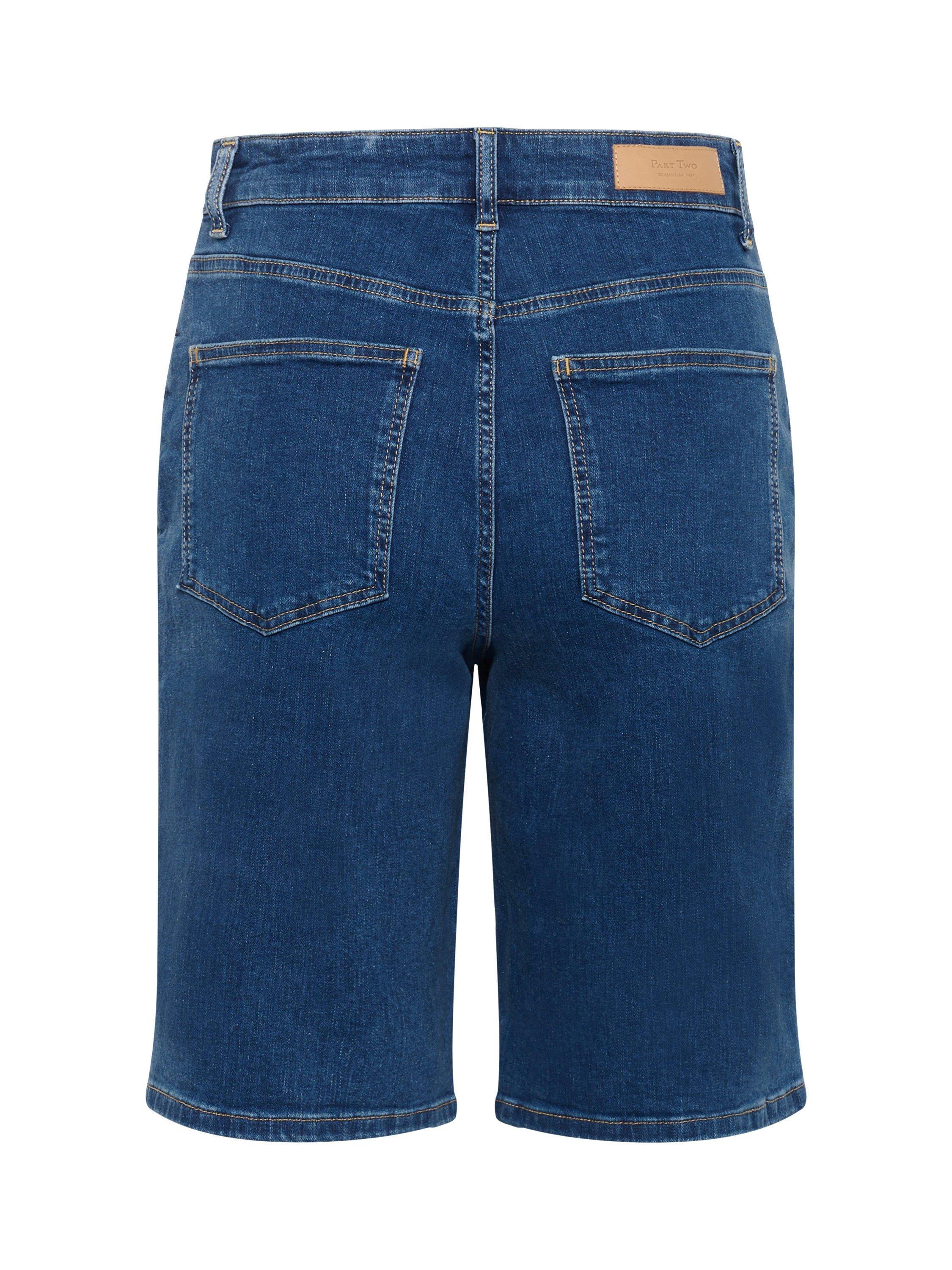 Product image 5 of 5, which shows Part Two Rafaella Cotton Denim Knee Length Shorts, Mid Blue, 8