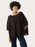 Part Two Tilanna Wool Blend Poncho, Mid Brown