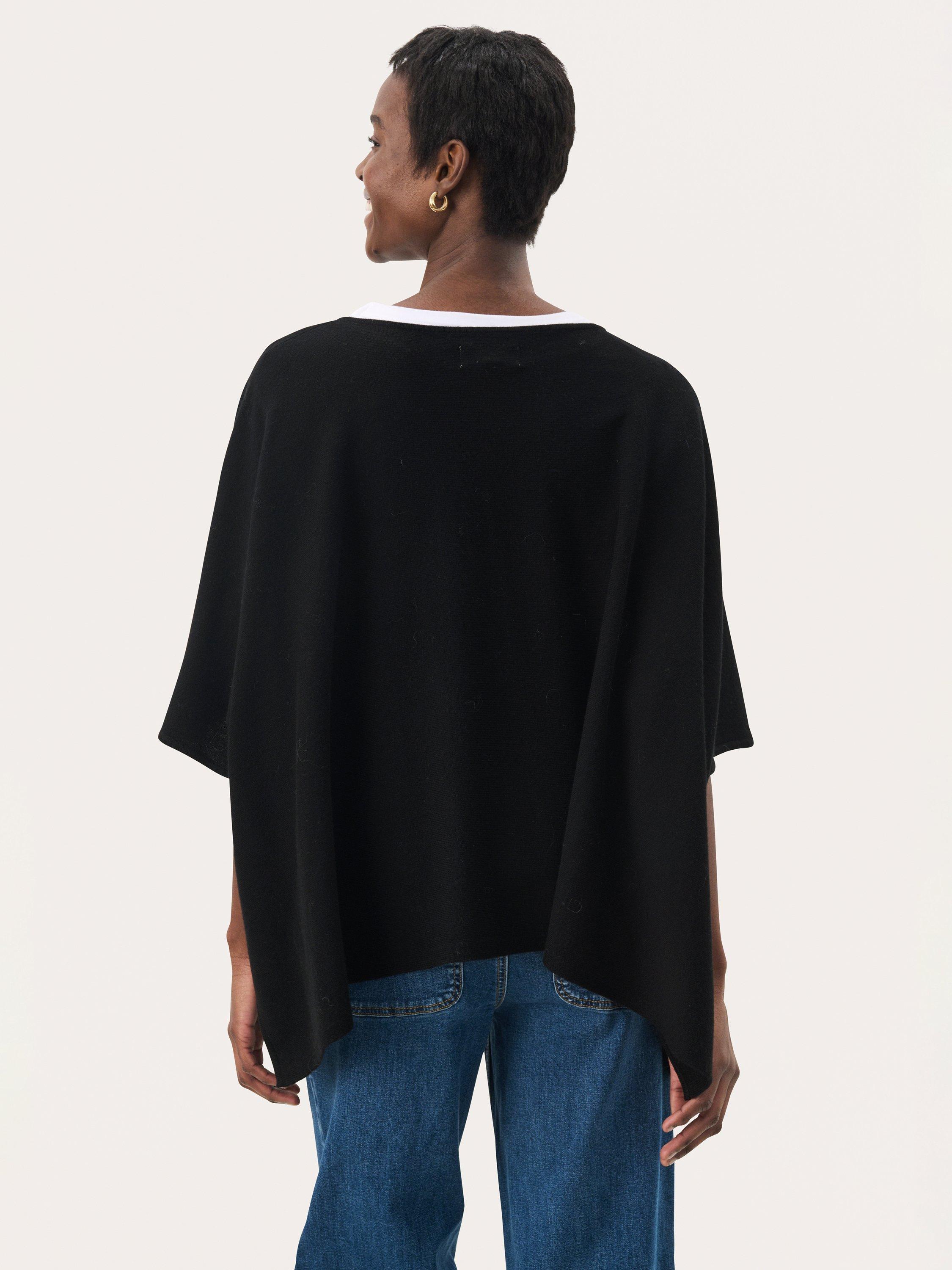 Product image 2 of 6, which shows Part Two Tilanna Wool Blend Poncho, Black, One Size