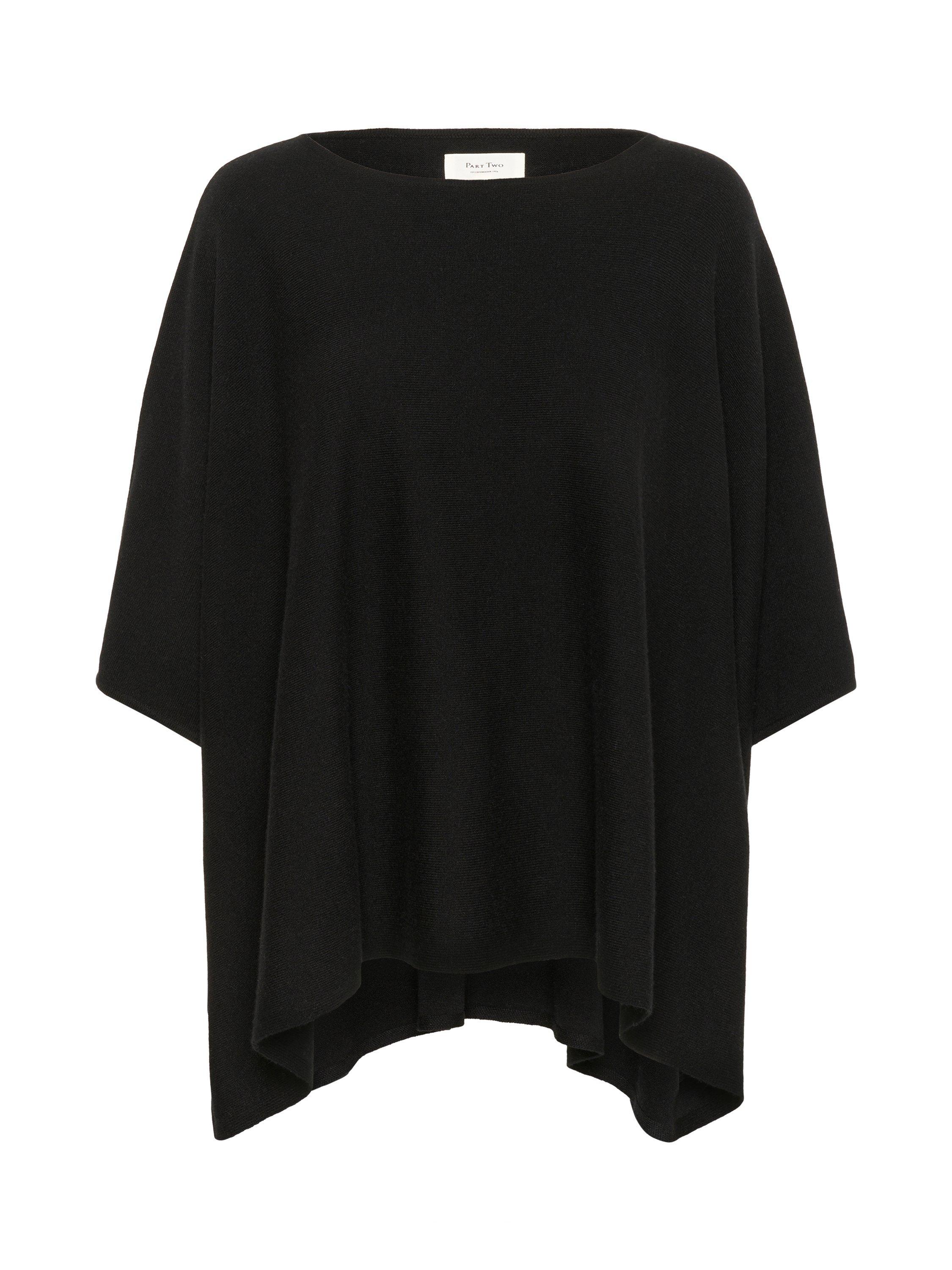 Product image 5 of 6, which shows Part Two Tilanna Wool Blend Poncho, Black, One Size