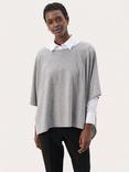 Part Two Tilanna Wool Blend Poncho, Mid Grey