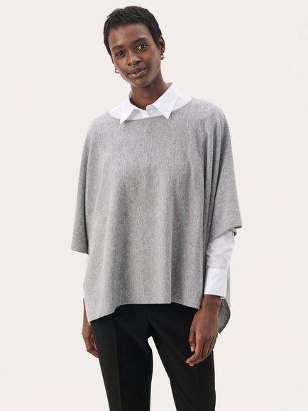Part Two Tilanna Wool Blend Poncho, Mid Grey
