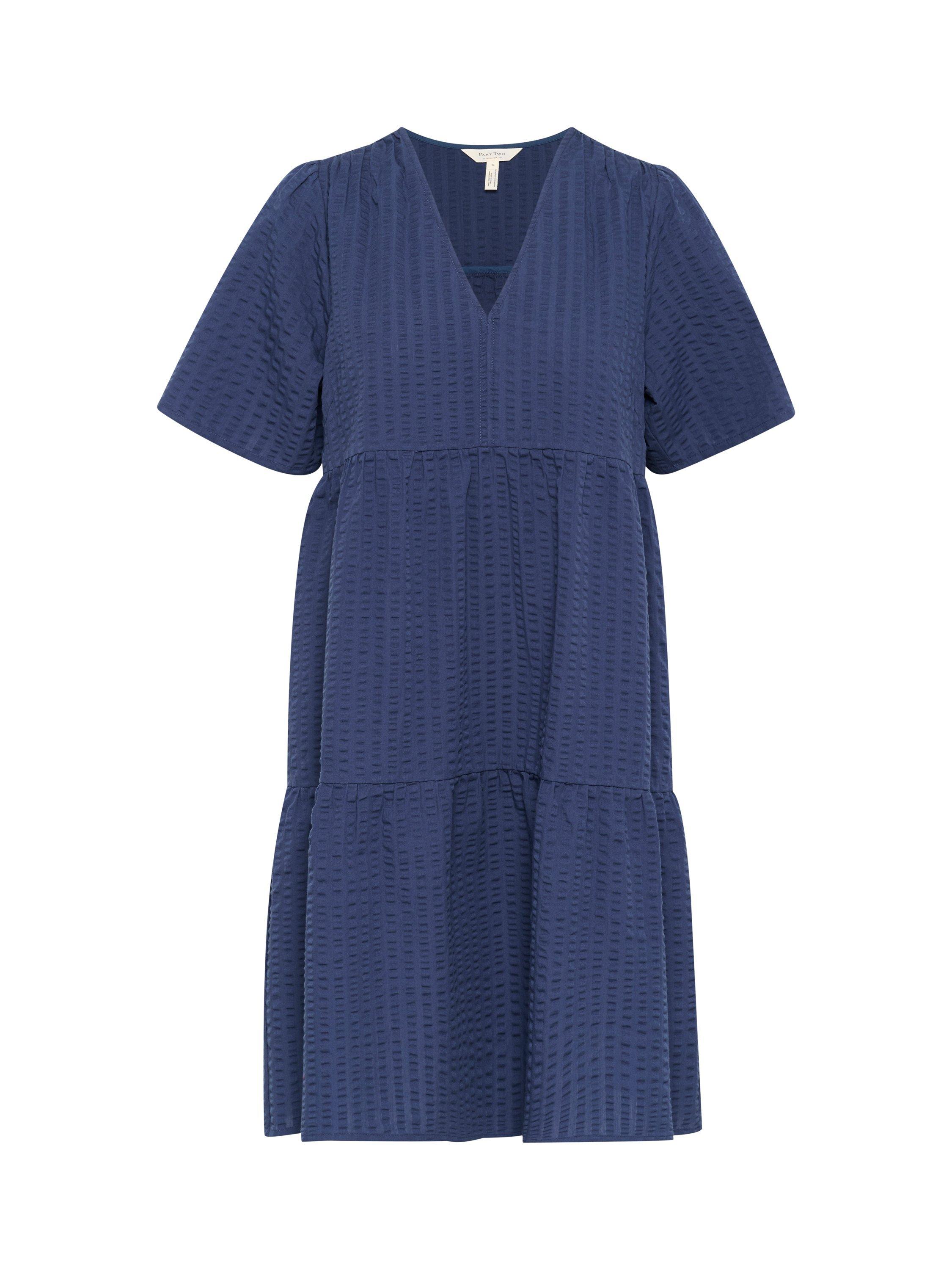 Product image 5 of 6, which shows Part Two Pamia V-Neck Tiered Dress, Mid Blue, 8