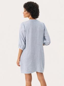 Part Two RosalinaPW 3/4 Sleeve Stripe Linen Blend Mini Dress - view 2, Blue/Multi