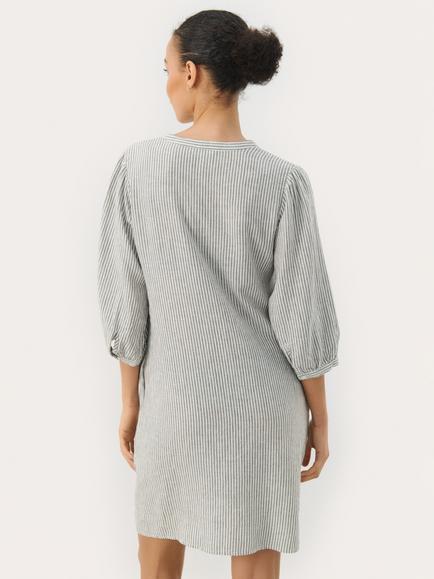 Part Two RosalinaPW 3/4 Sleeve Stripe Linen Blend Mini Dress - view 2, Green/Multi
