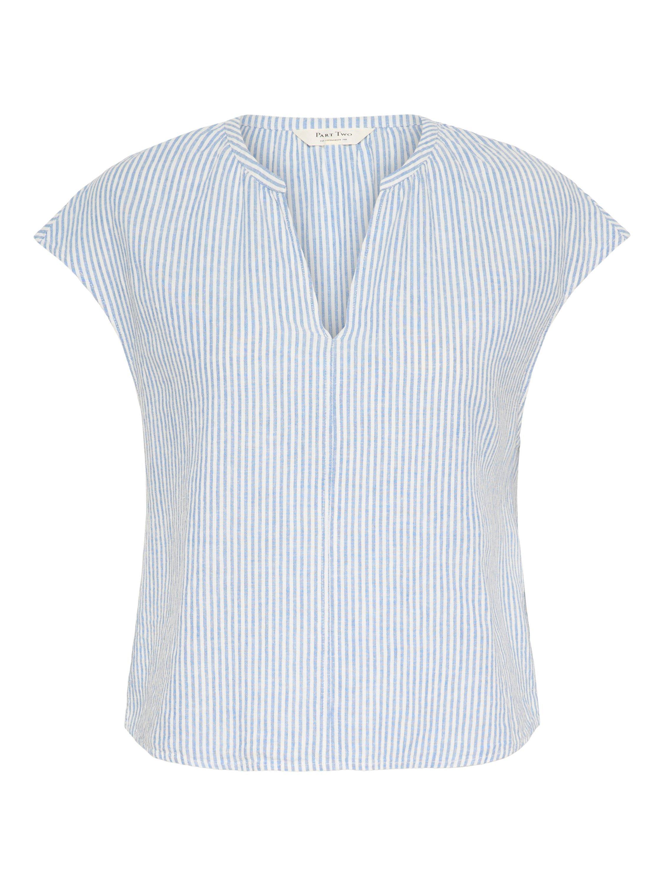 Product image 5 of 6, which shows Part Two ReynaPW Short Sleeve V-Neck Blouse, Blue/Multi, 8