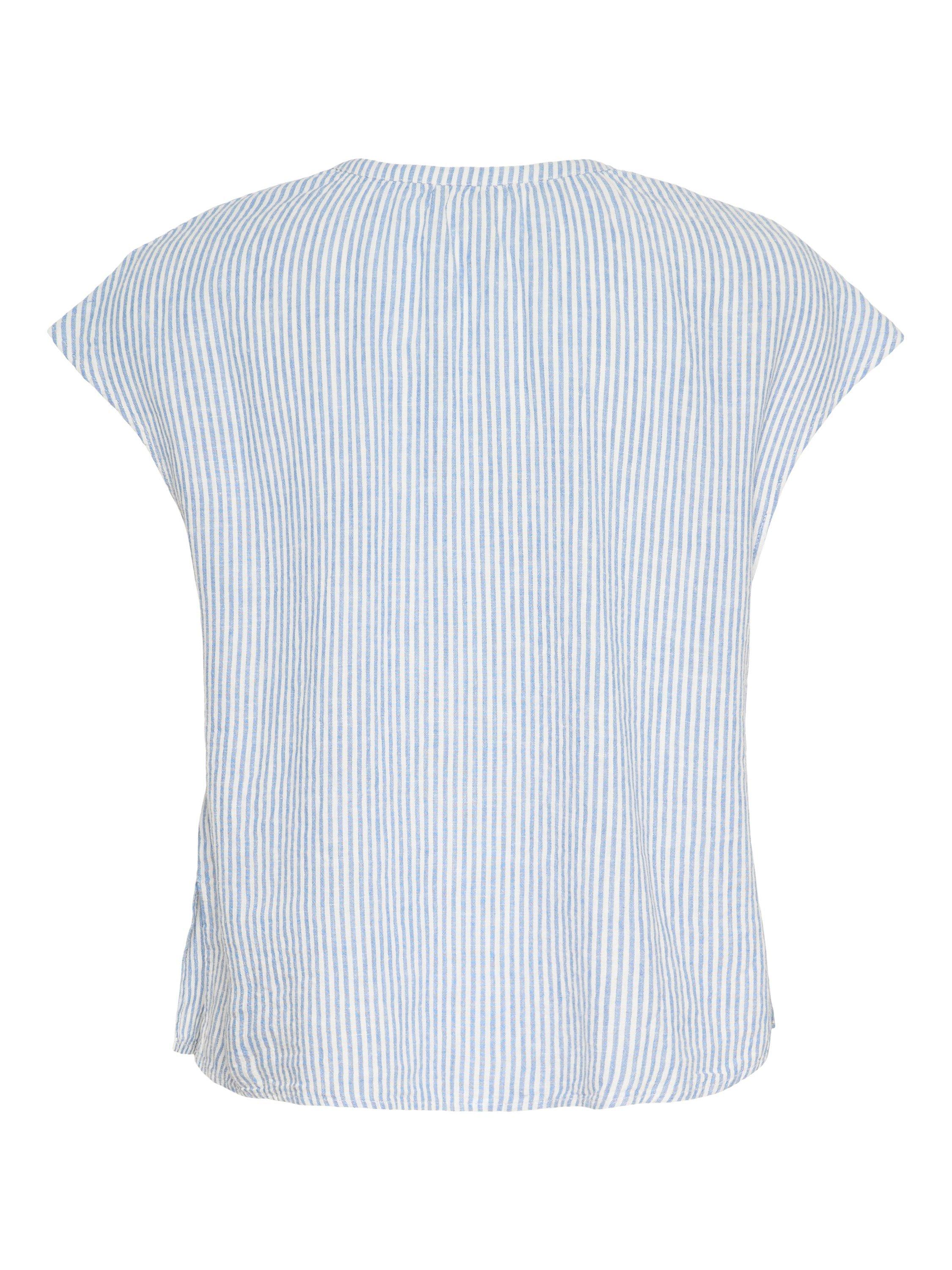 Product image 6 of 6, which shows Part Two ReynaPW Short Sleeve V-Neck Blouse, Blue/Multi, 8