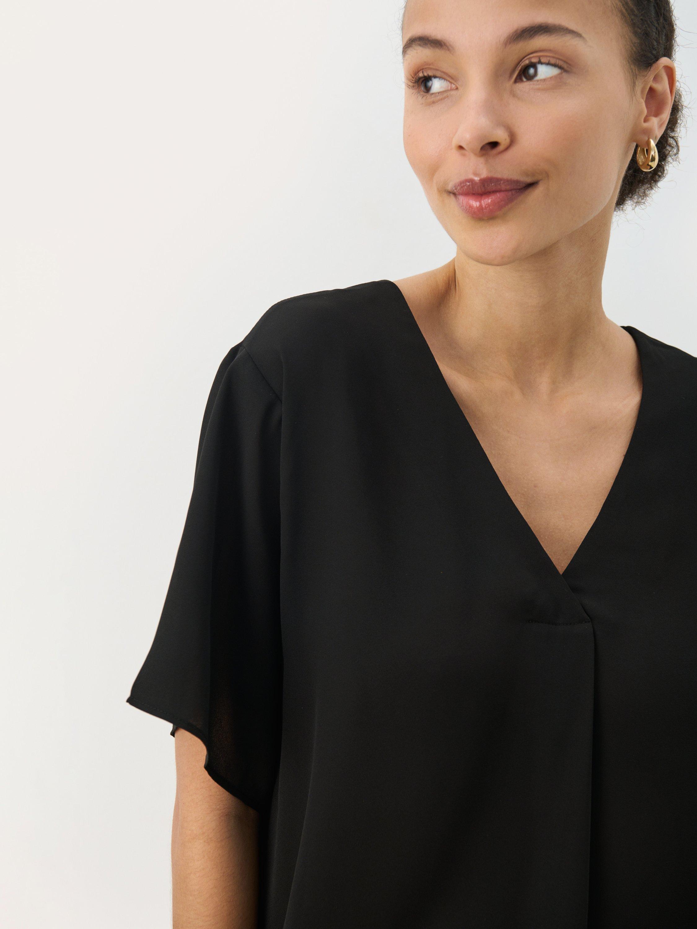 Product image 4 of 6, which shows Part Two SanayaPW V-Neck Short Sleeve Blouse, Black, 8