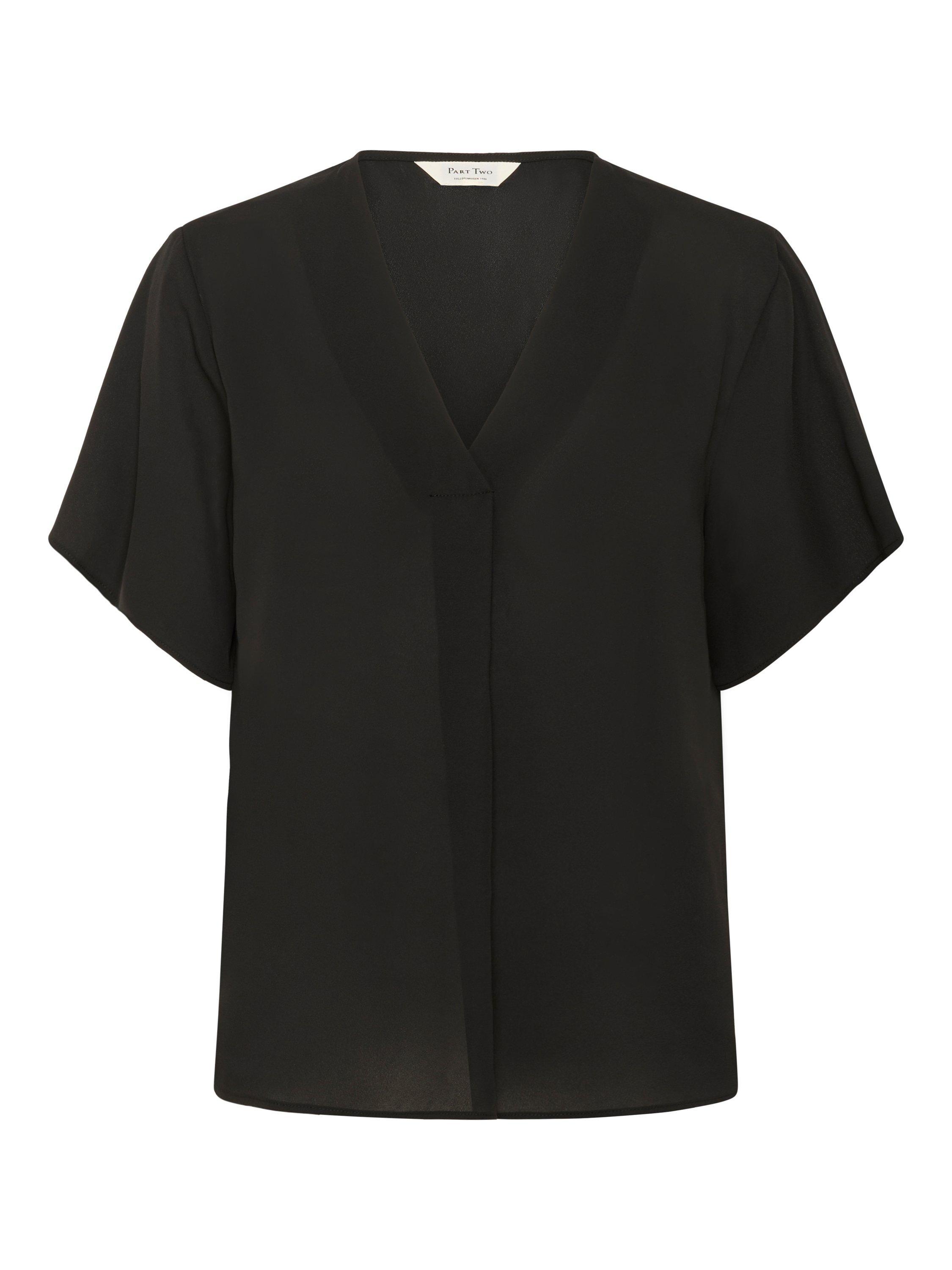 Product image 5 of 6, which shows Part Two SanayaPW V-Neck Short Sleeve Blouse, Black, 8