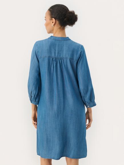 Part Two Maina V-Neck Denim Dress, Mid Blue - view 2, Mid Blue