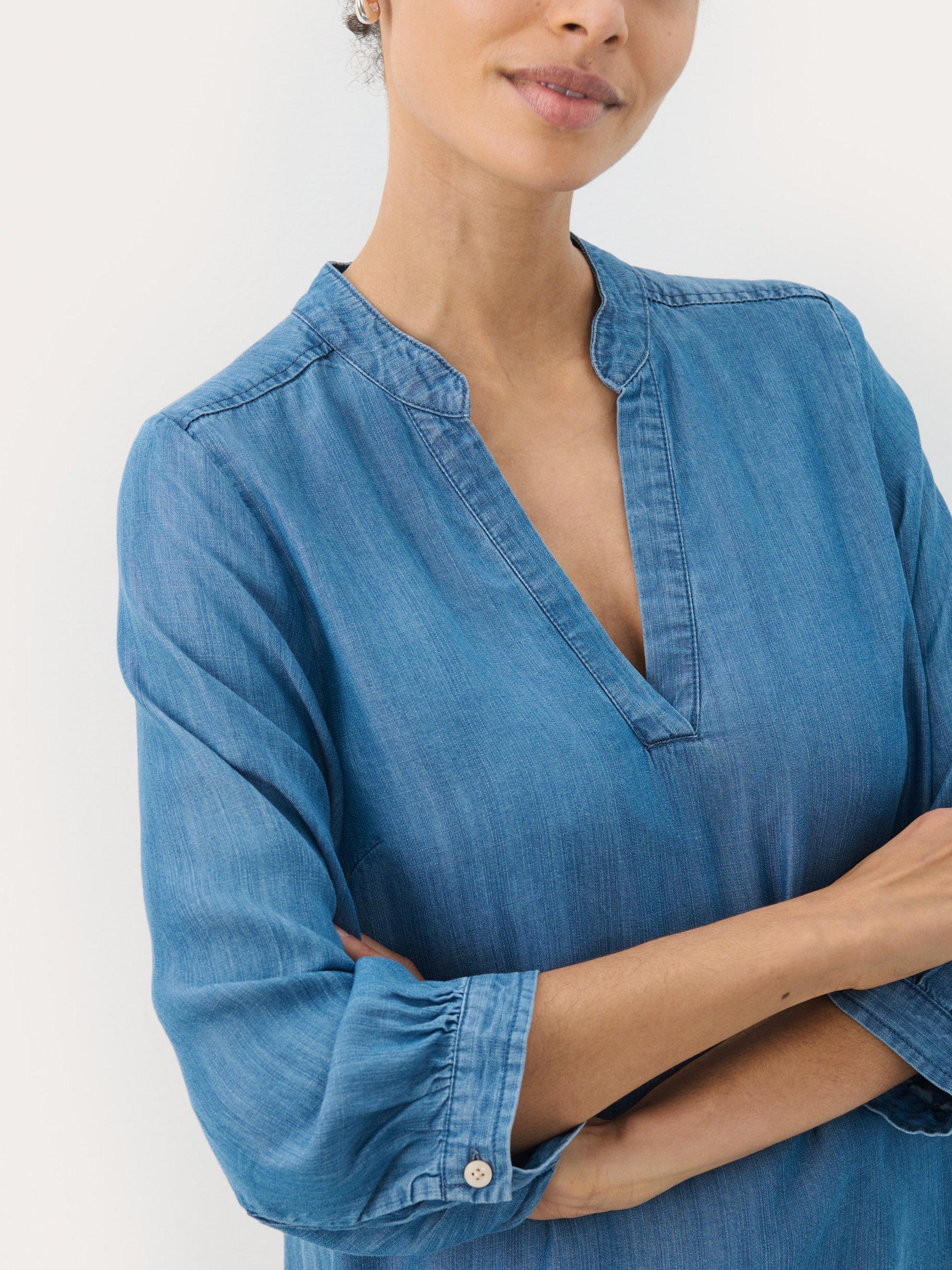 Product image 4 of 6, which shows Part Two Maina V-Neck Denim Dress, Mid Blue, 8