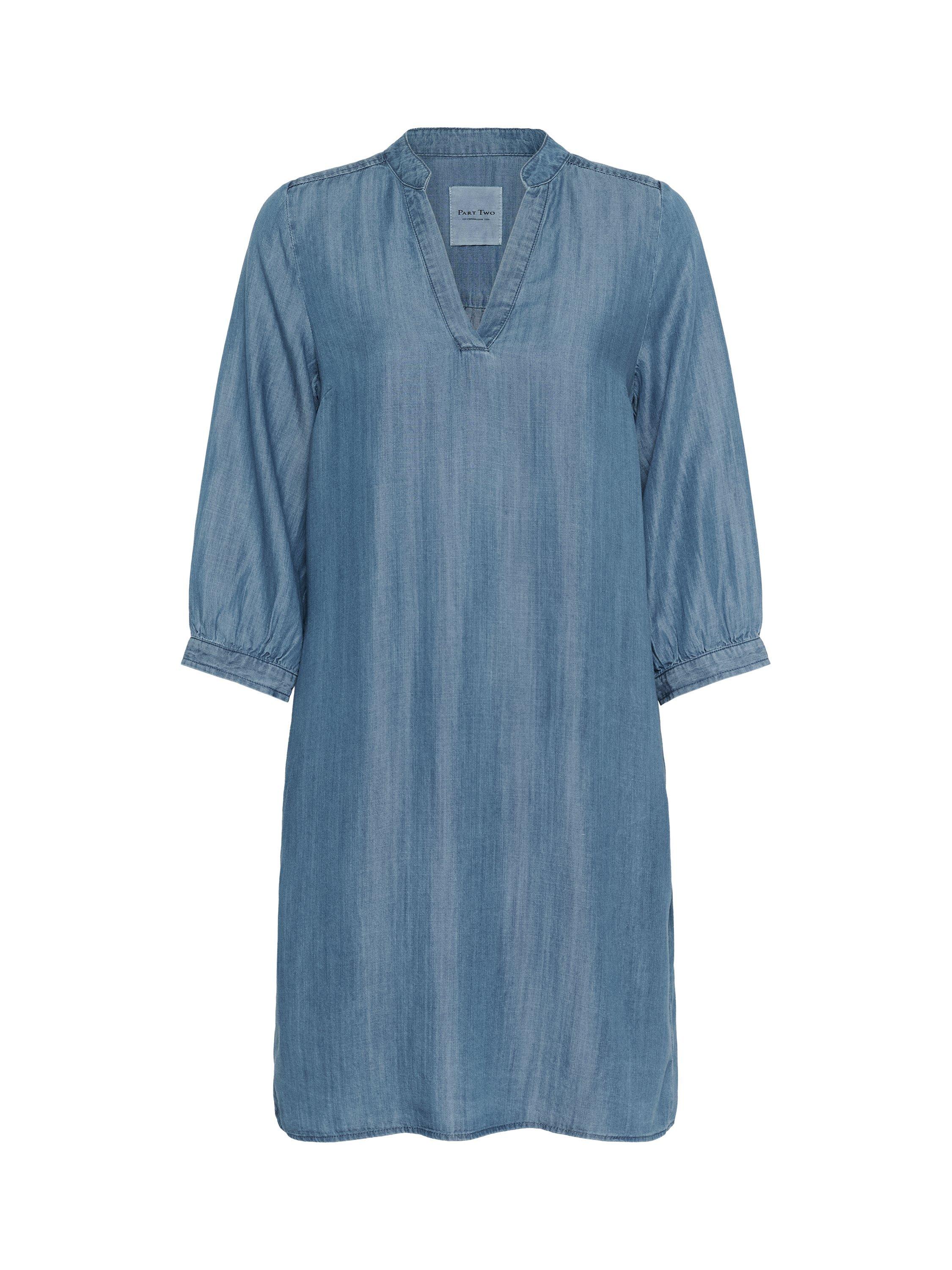 Product image 5 of 6, which shows Part Two Maina V-Neck Denim Dress, Mid Blue, 8