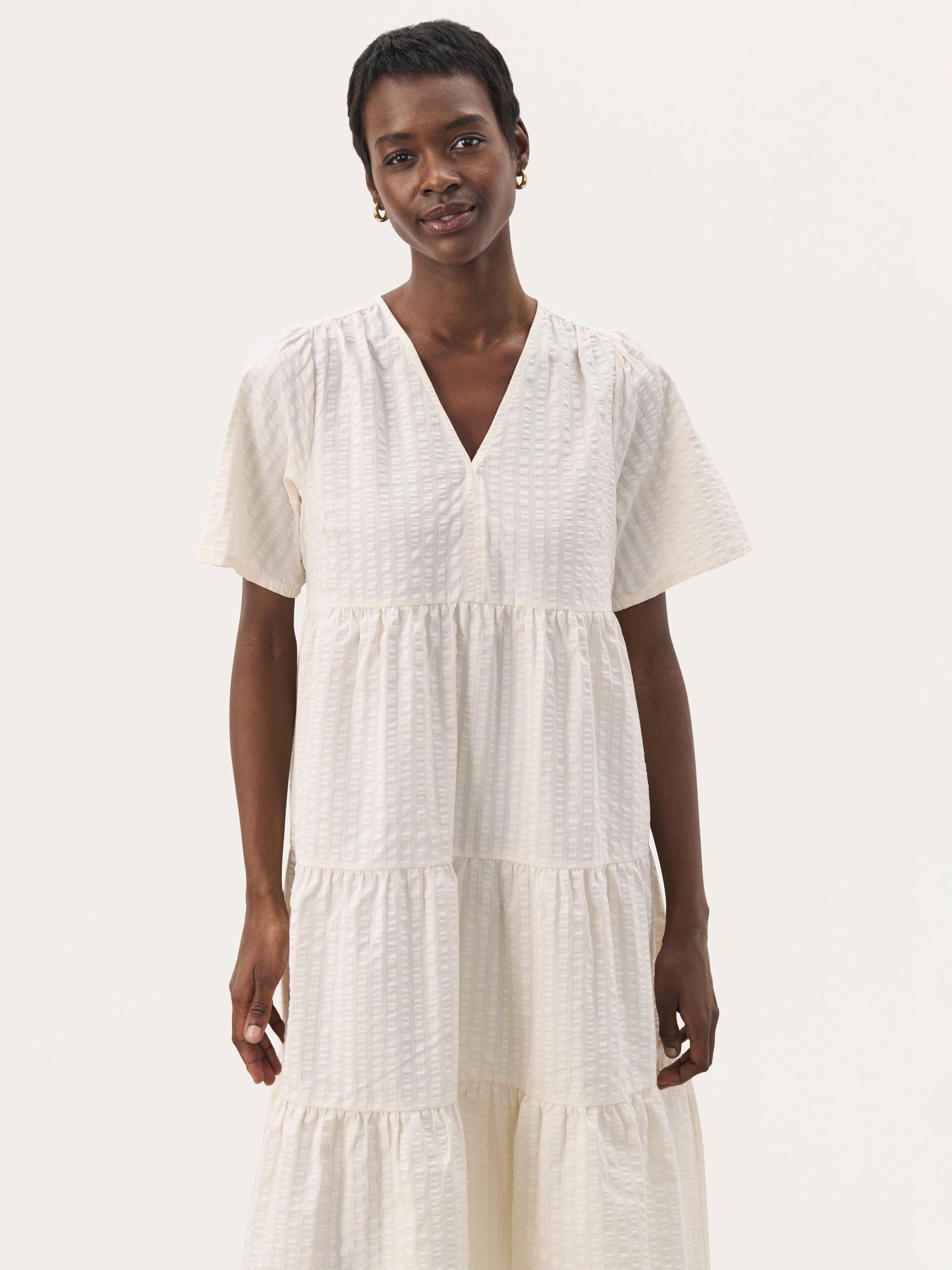Product image 3 of 6, which shows Part Two Pam Tiered Midi Dress, White, 8