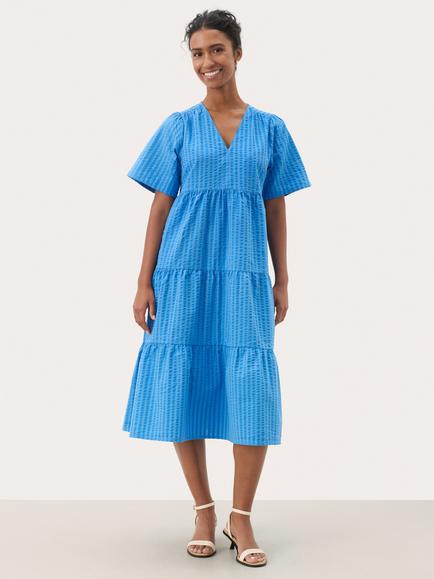 Part Two Pam Tiered Midi Dress, Mid Blue
