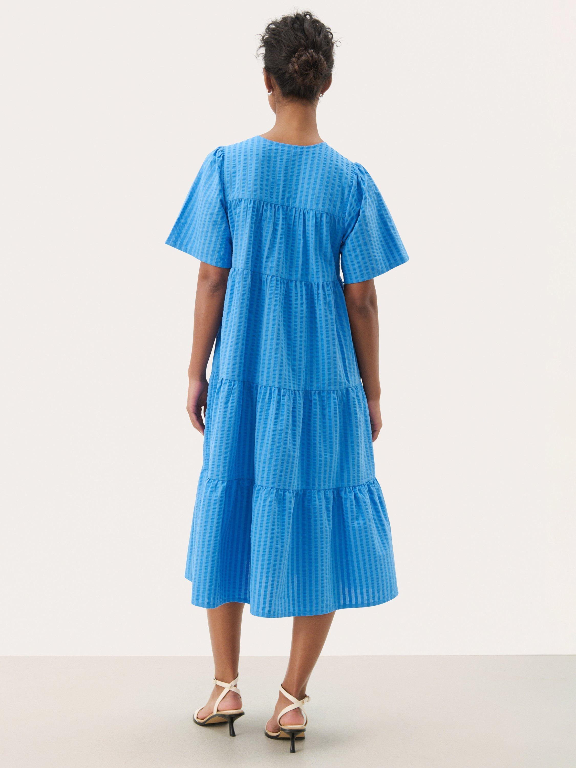 Product image 2 of 6, which shows Part Two Pam Tiered Midi Dress, Mid Blue, 8