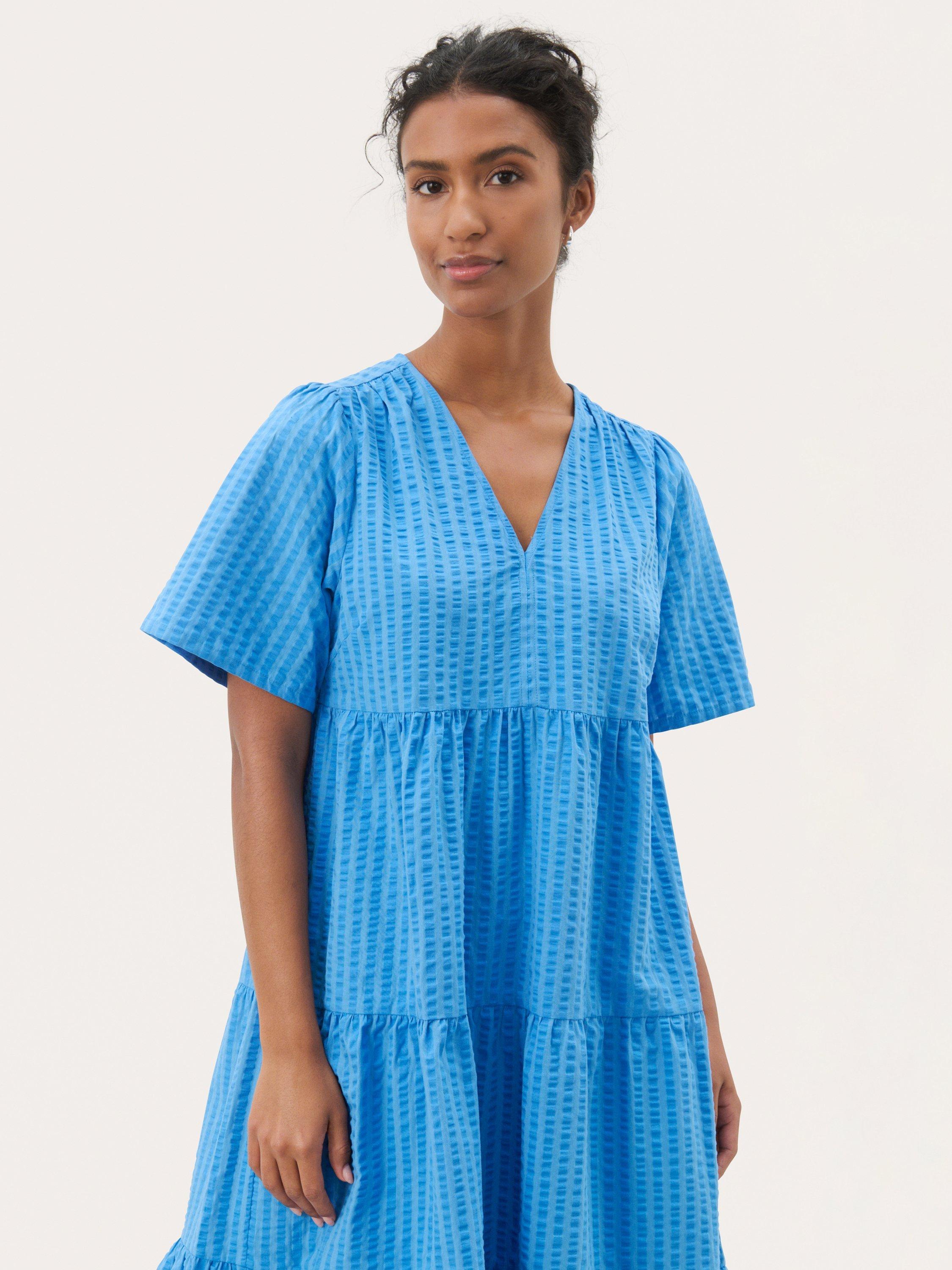 Product image 3 of 6, which shows Part Two Pam Tiered Midi Dress, Mid Blue, 8
