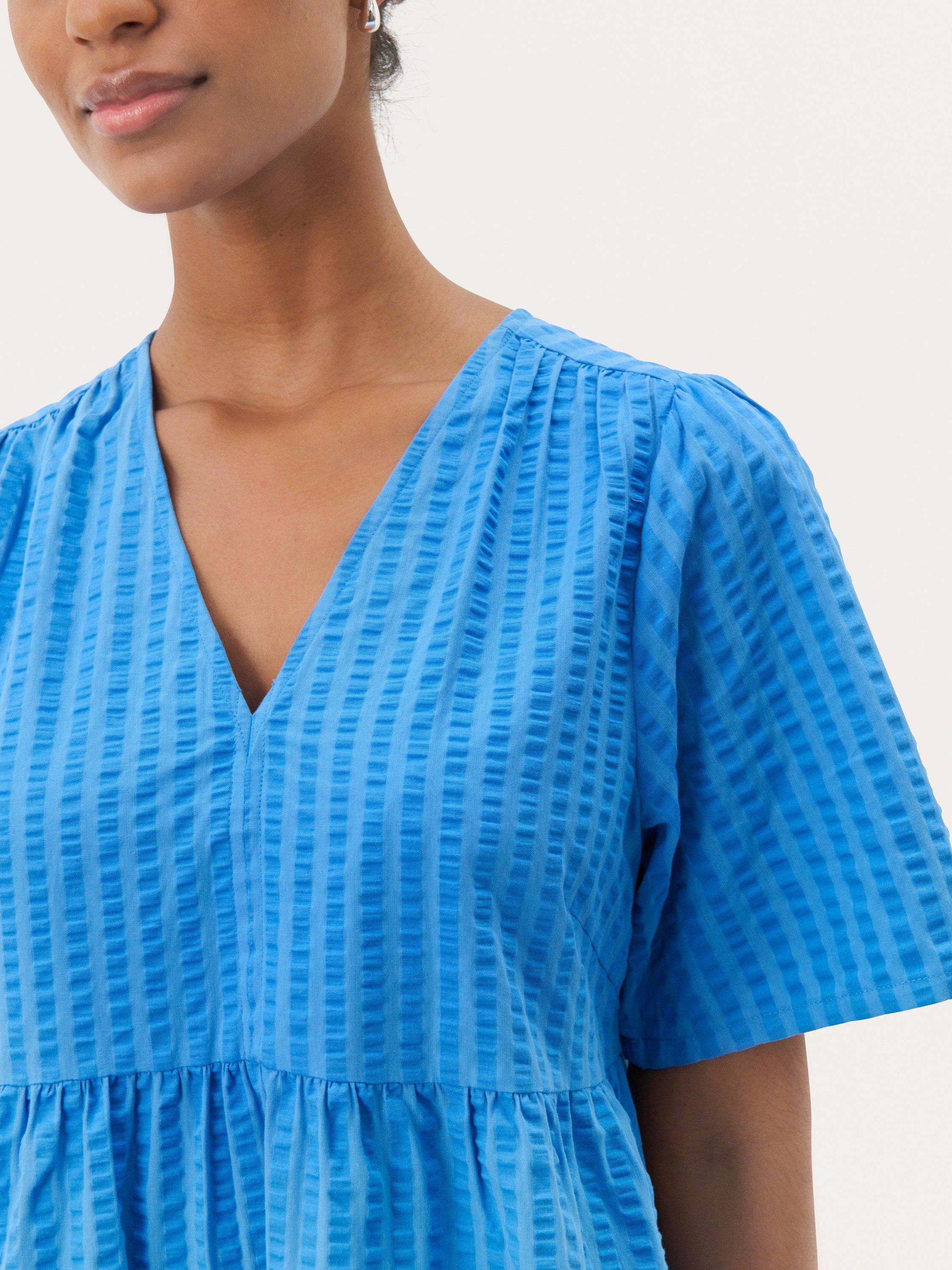 Product image 4 of 6, which shows Part Two Pam Tiered Midi Dress, Mid Blue, 8