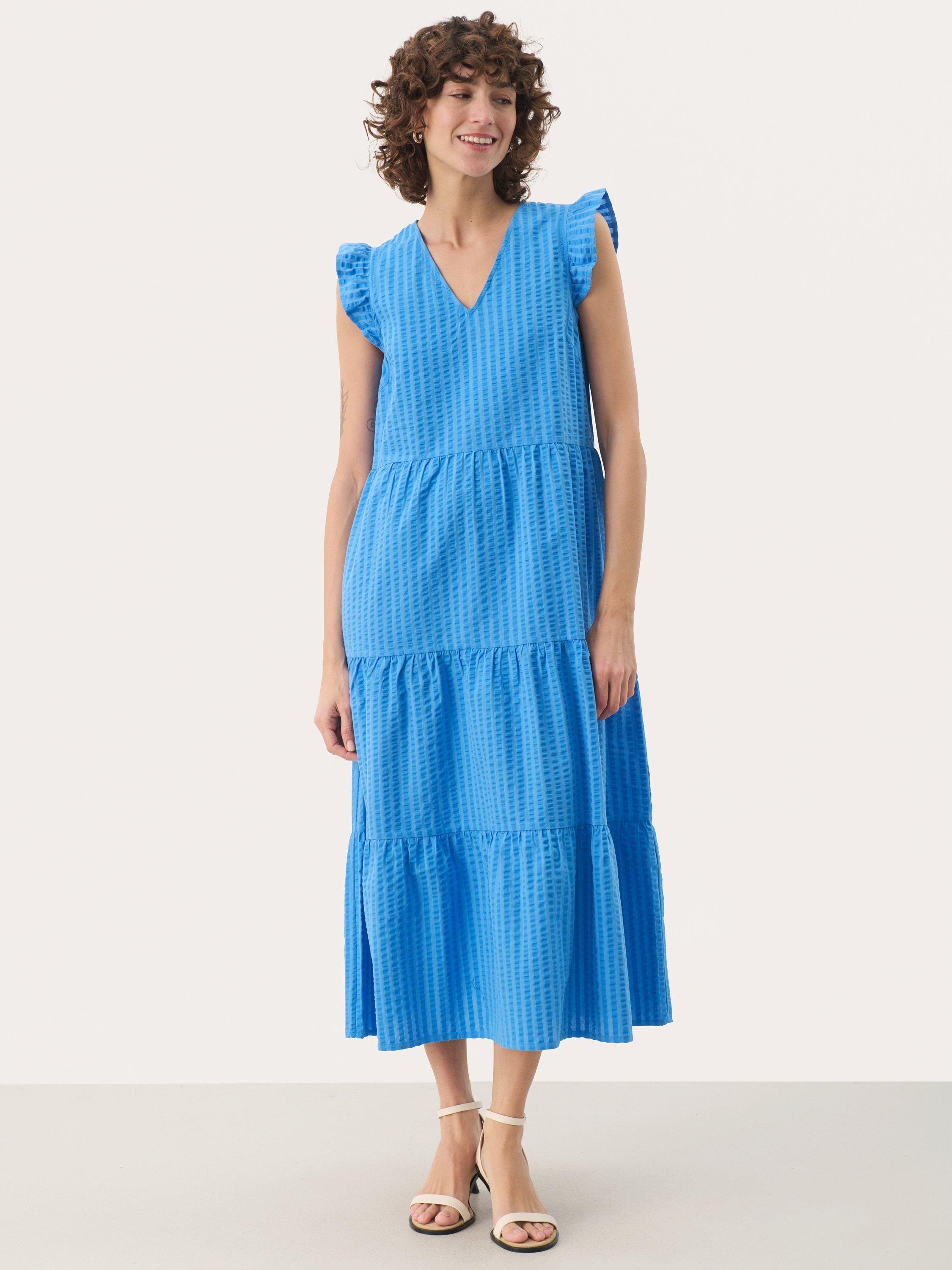 Product image 1 of 6, which shows Part Two Pamalina Tiered Midi Dress, Blue, 8