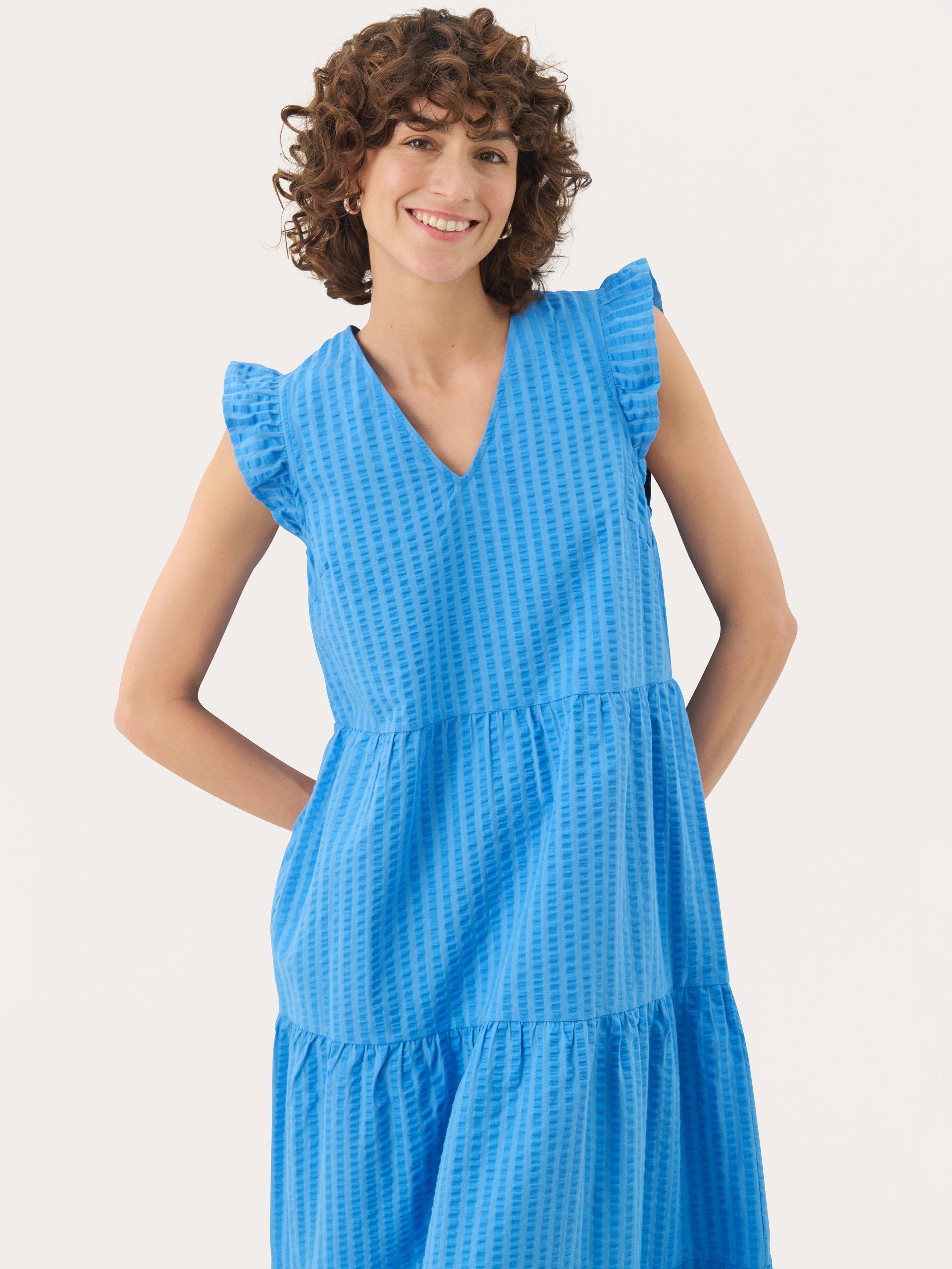 Product image 3 of 6, which shows Part Two Pamalina Tiered Midi Dress, Blue, 8