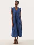 Part Two Pamalina Tiered Midi Dress, Mid Blue