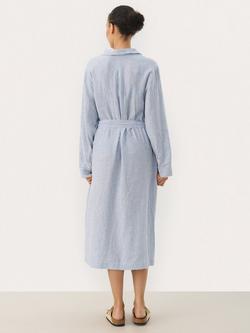 Part Two RonyaPW Long Sleeve Linen Blend Striped Midi Shirt Dress - view 2, Blue/Multi