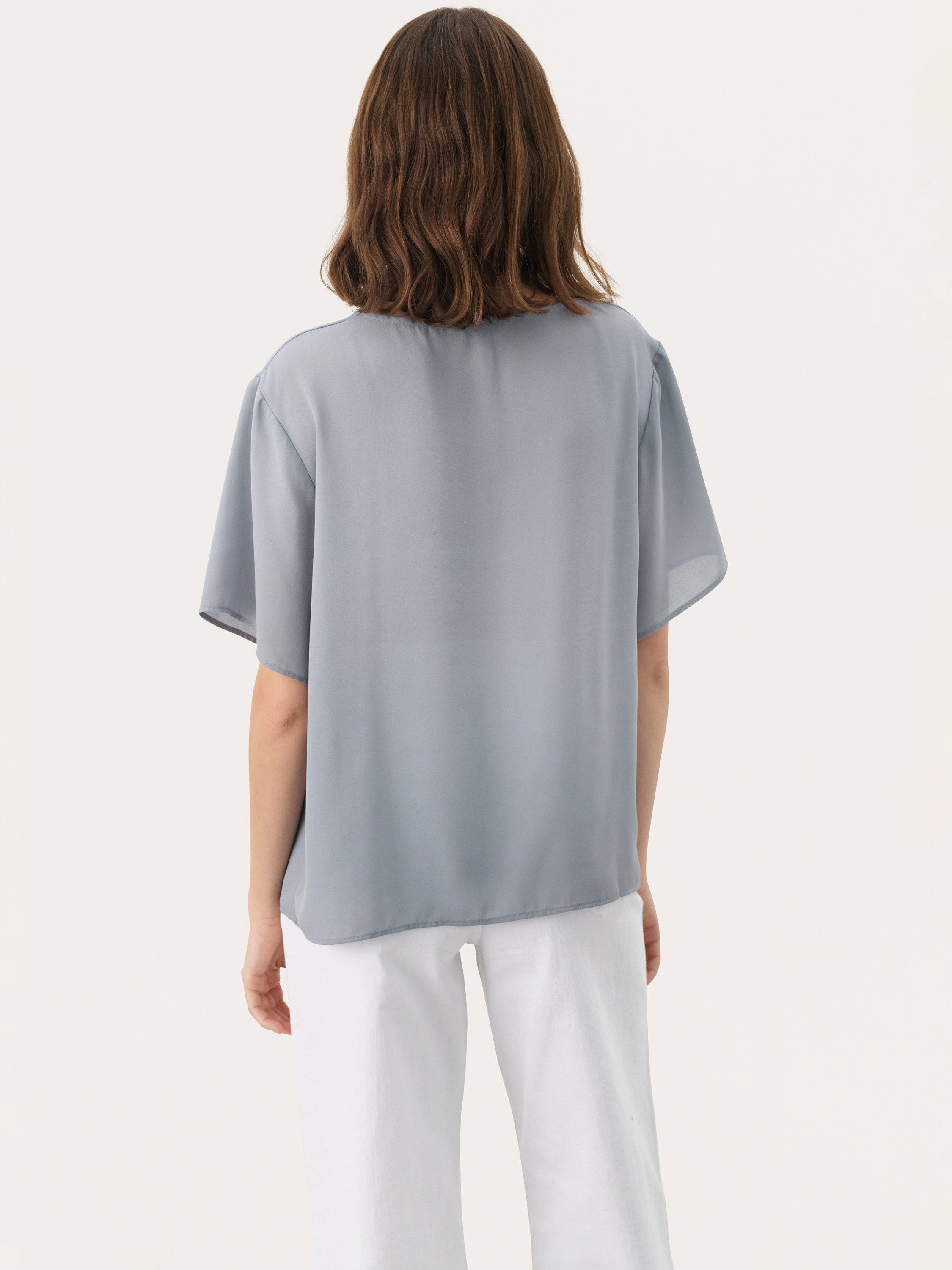 Product image 2 of 6, which shows Part Two SanayaPW V-Neck Short Sleeve Blouse, Mid Blue, 8