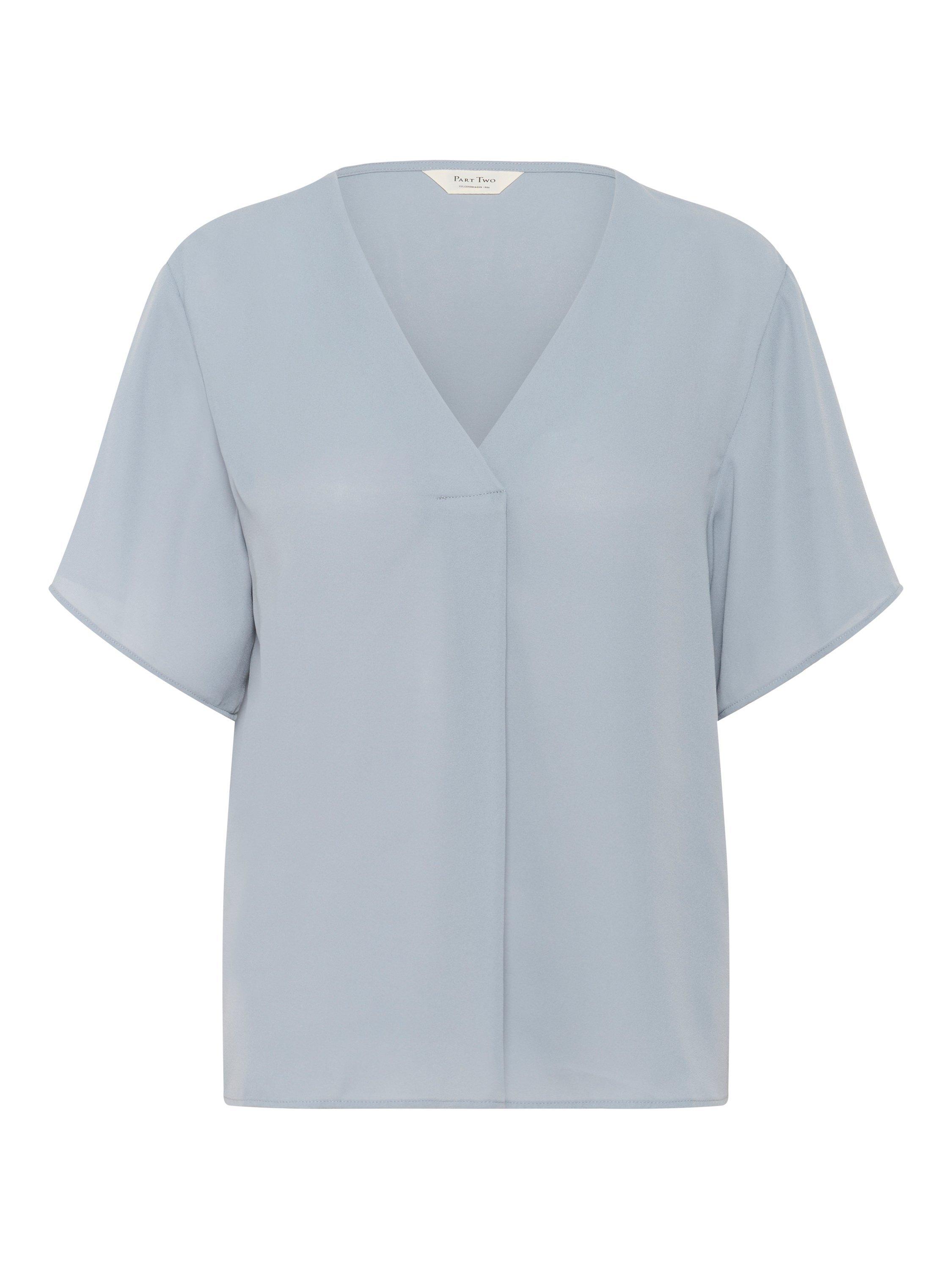 Product image 5 of 6, which shows Part Two SanayaPW V-Neck Short Sleeve Blouse, Mid Blue, 8