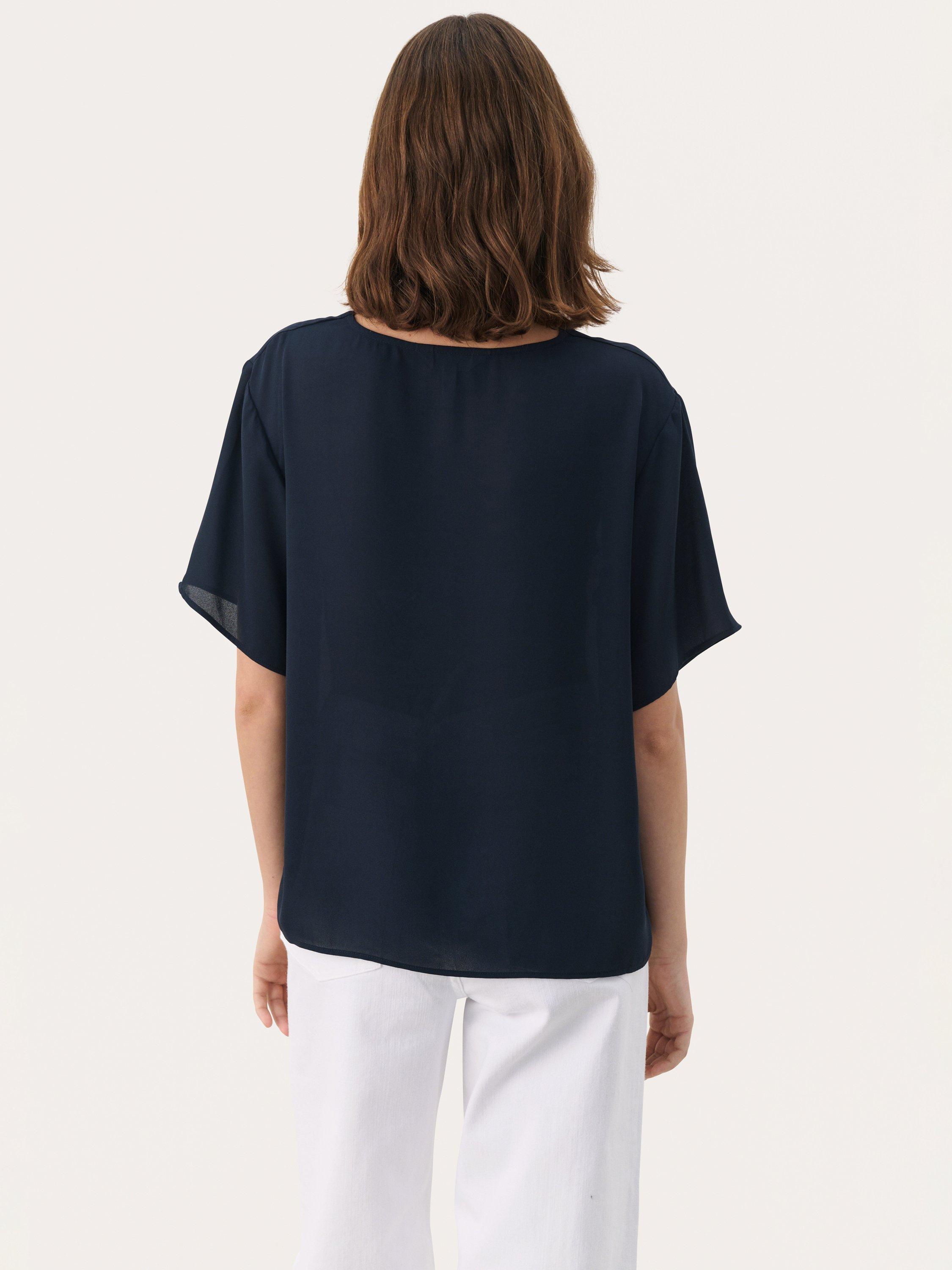 Product image 2 of 11, which shows Part Two SanayaPW V-Neck Short Sleeve Blouse, Mid Blue, 8