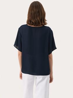 Part Two SanayaPW V-Neck Short Sleeve Blouse - view 2, Mid Blue