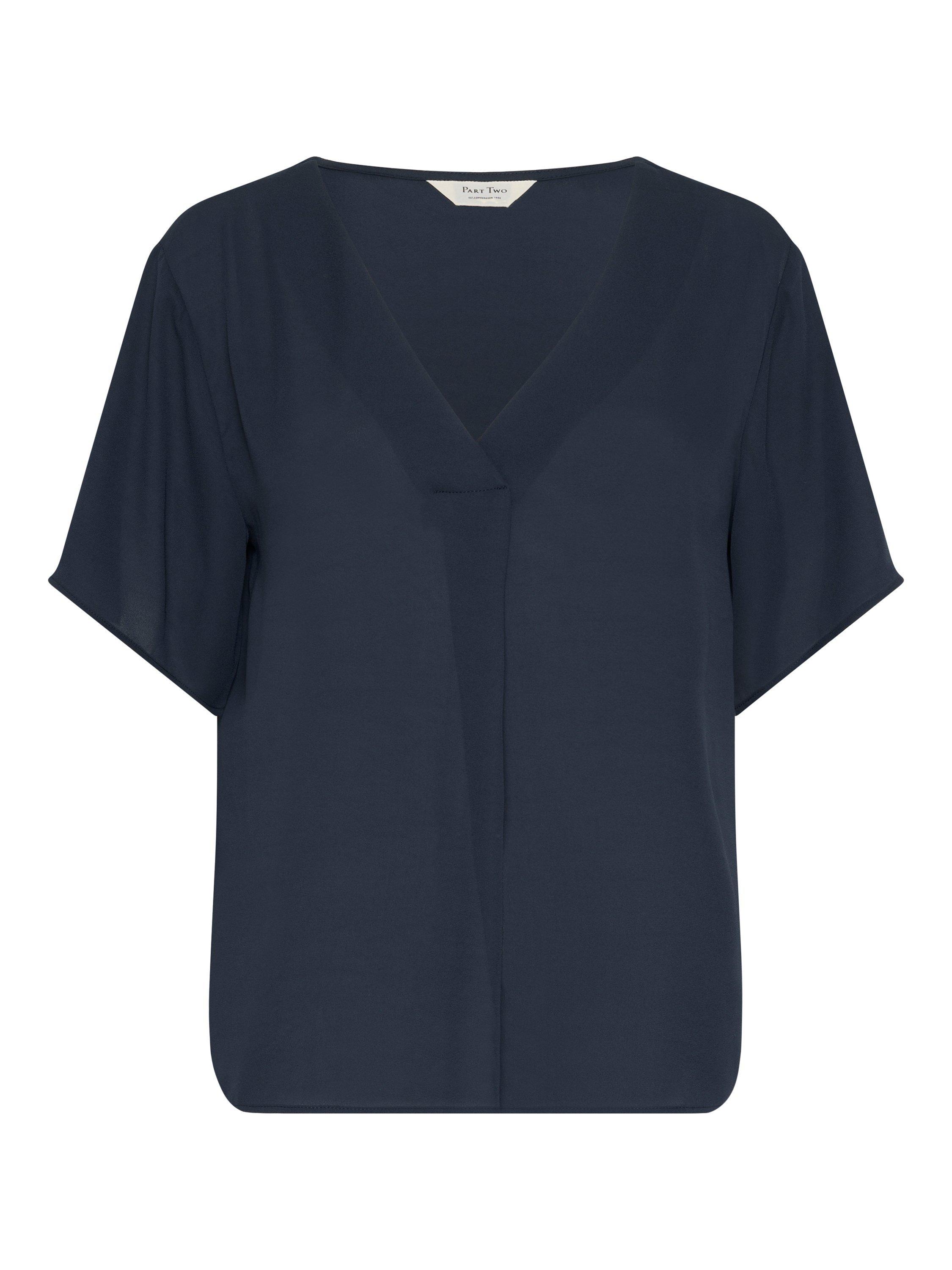 Product image 5 of 11, which shows Part Two SanayaPW V-Neck Short Sleeve Blouse, Mid Blue, 8