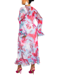 FASHION SZN Curve Blurred Floral Mesh Dress, Blue/Multi