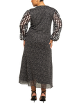FASHION SZN Curve Polka Dot Mesh Midi Dress, Black