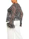 FASHION SZN Curve Polka Dot Mesh Top, Black/Multi